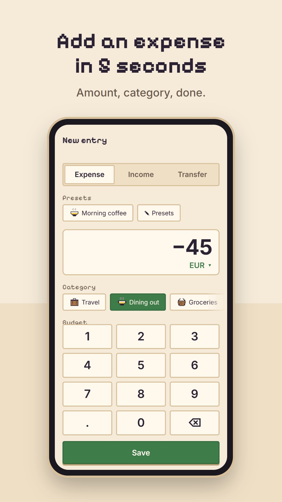Adding an expense