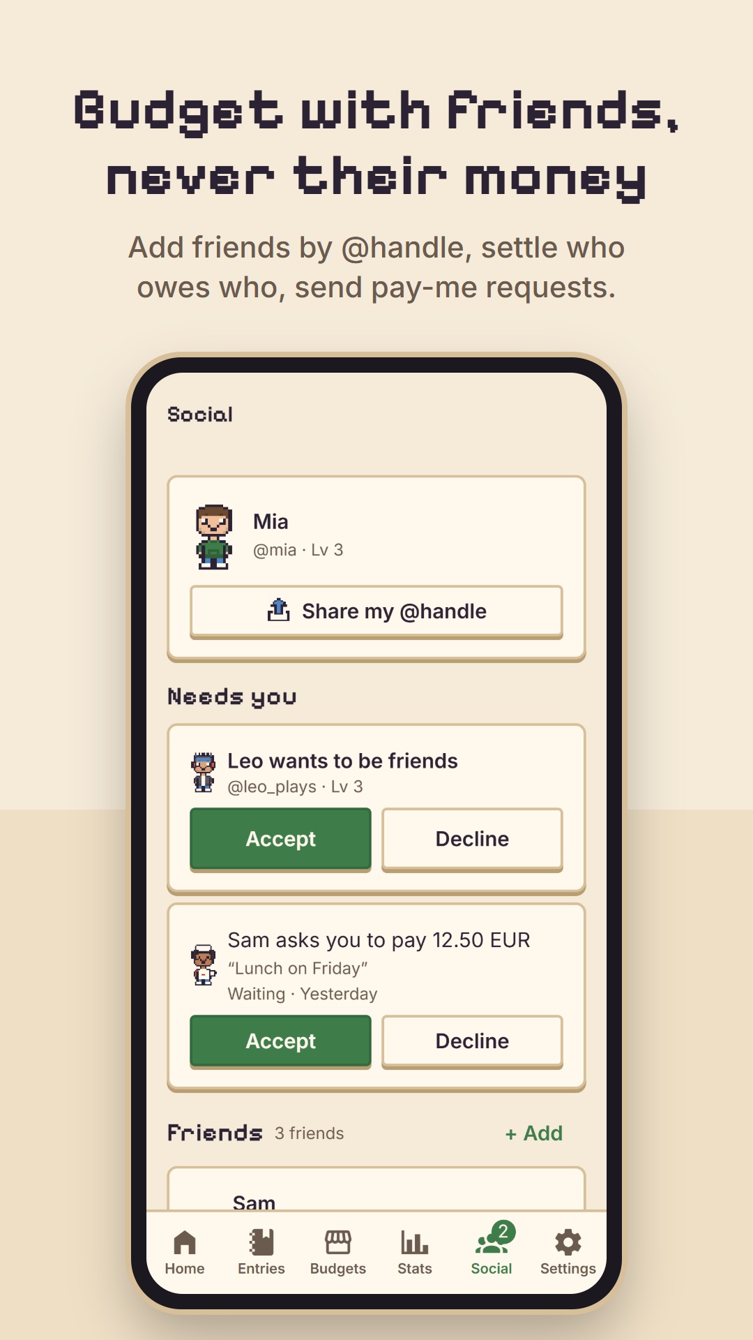 Social: friends and requests