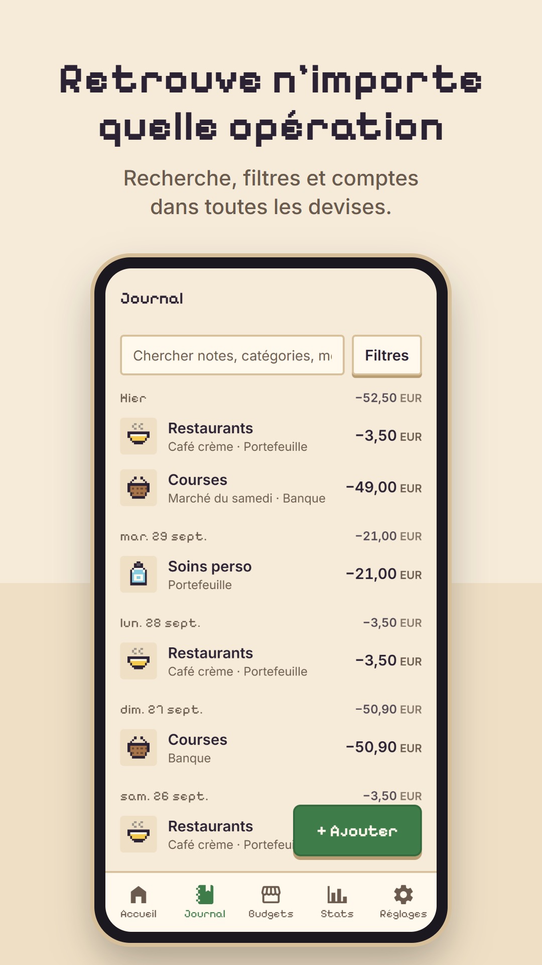 Le journal avec recherche